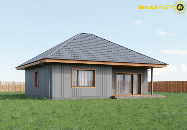 Дом H-091-1S (10.68x10.98) по каркасной технологии