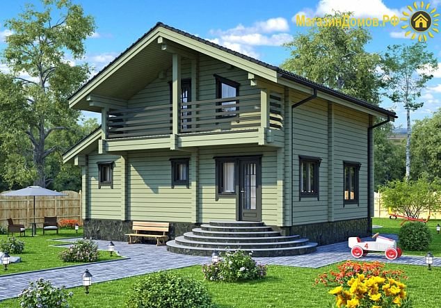 Дом из клееного бруса H-115-1.5D (9.25x9.2)