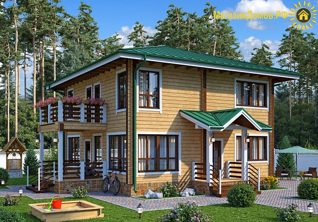 Дом из клееного бруса H-171-2D (9.5 х 9.0)