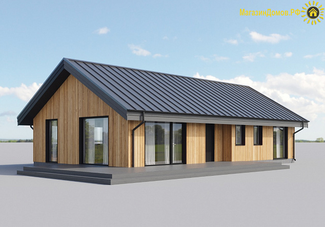 Дом H-098-1S (8.0x14.4) по каркасной технологии