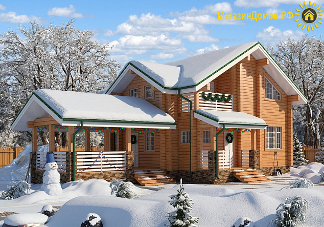 Дом из клееного бруса H-182-1.5D (12.0x15.0)