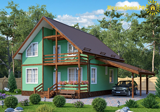Дом H-146-1.5S (8.0х10.0) по каркасной технологии