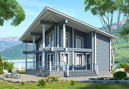 Дом из клееного бруса H-106-1.5D (8.00х8.95) стреловидная кровля