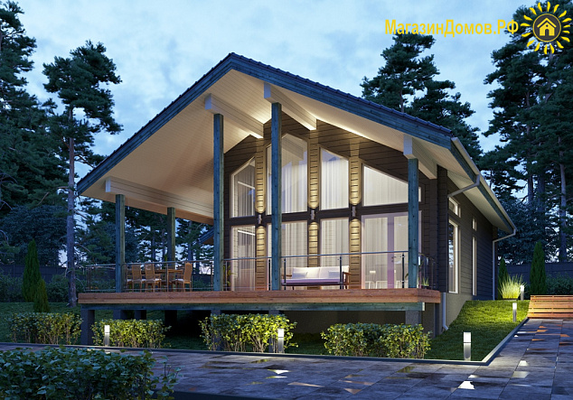 Дом из клееного бруса H-180-1.5D (10.5х16.0)