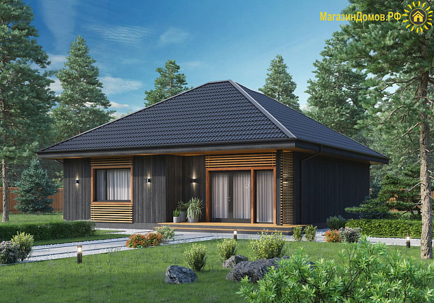 Дом H-091-1S (10.68x10.98) по каркасной технологии