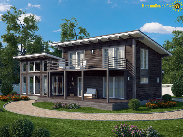 Дом H-181-1.5S (10.7х14.5) по каркасной технологии