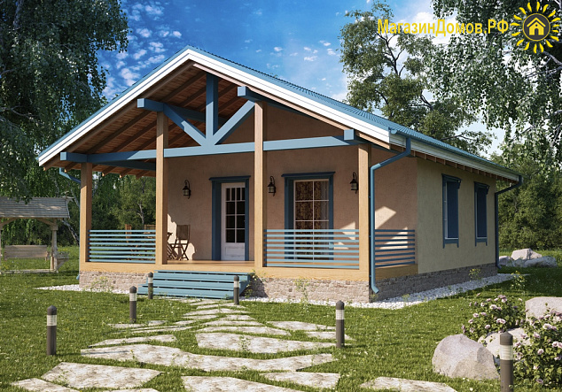 Дом H-057-1S (8.0х11.0) по каркасной технологии