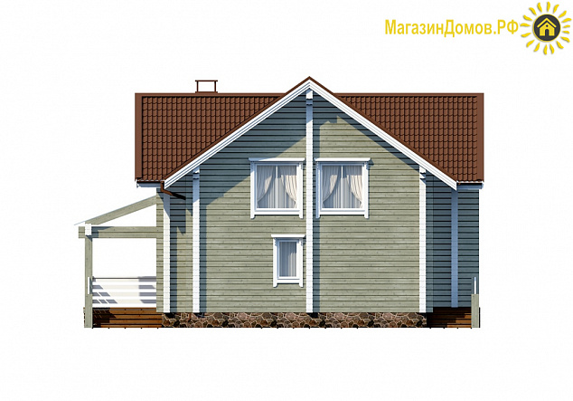 Дом из клееного бруса H-186-1.5D (11.8х12.8)
