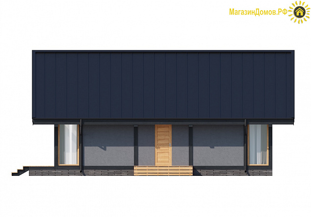 Дом H-113-1.5S (8.9x11.54) фахверк из клееных балок