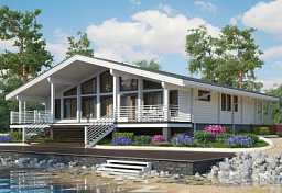 Дом - шале из клееного бруса H-226-1D (15.7х17.15)