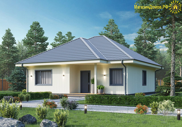 Дом H-091-1S (10.68x10.98) по каркасной технологии