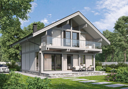 Дом H-167-1.5S (8.67x11.77) фахверк из клееных балок