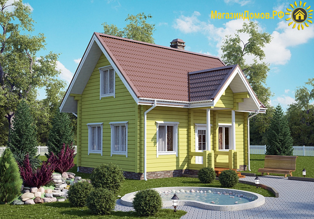 Дом-баня из клееного бруса H-80-1.5D (5.6х8.2)