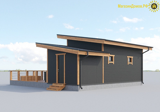 Дом H-060-1S (8.6х9.4) по каркасной технологии