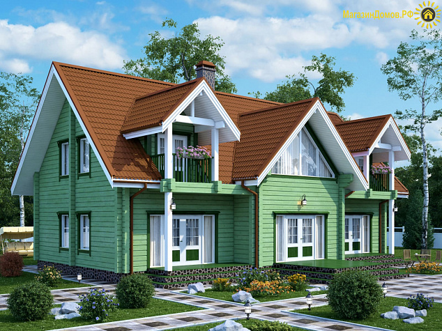 Дом из клееного бруса H-282-1.5D (12.8х16.4)