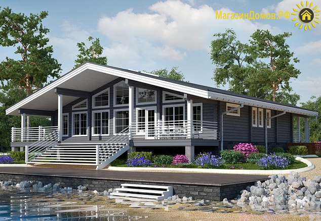 Дом - шале из клееного бруса H-226-1D (15.7х17.15)