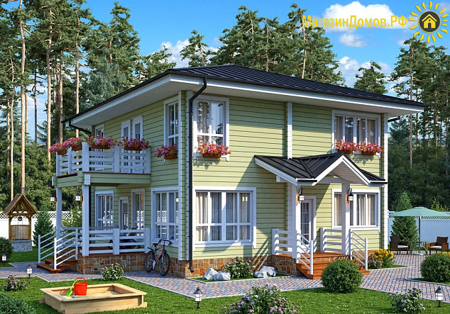 Дом из клееного бруса H-171-2D (9.5 х 9.0)