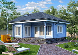 Баня S-058-1.5D (6.7х7.7) из клееного бруса