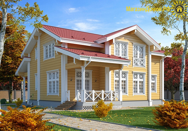 Дом из клееного бруса H-288-1.5D (14.4х15.2)