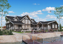 Дом из клееного бруса H-548-1B+2D (22.2х26.7) с парной и бассейном