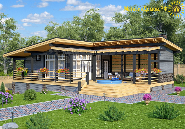 Баня S-110-1D (8.65х14.3) каркас из клееных балок