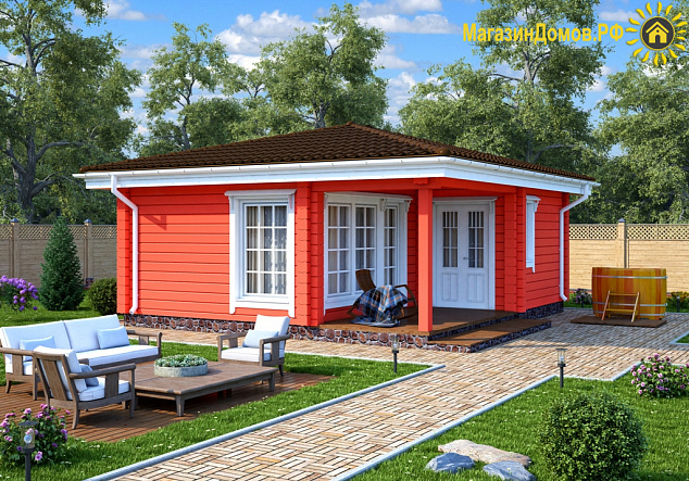 Баня S-041-1D (6.25x7.0) из клееного бруса