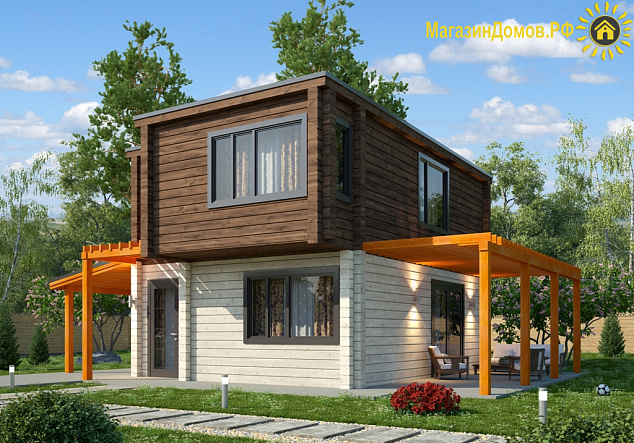 Дом из клееного бруса H-078-2D (6.0х8.7)