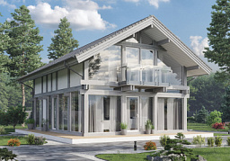 Дом H-160-1.5S (7.5x10.35) фахверк из клееных балок