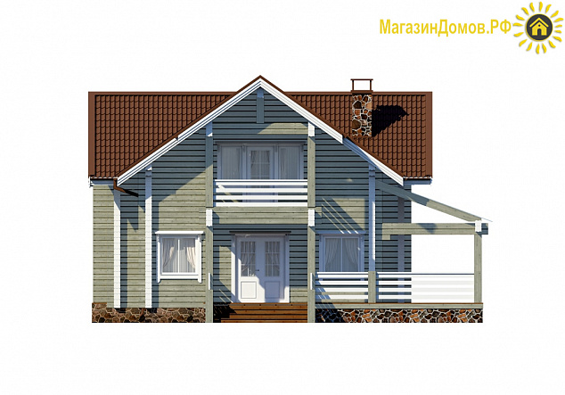 Дом из клееного бруса H-186-1.5D (11.8х12.8)