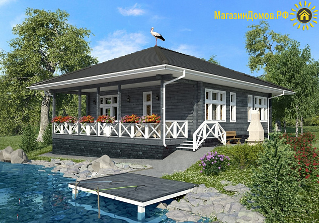 Дом из клееного бруса H-156-1D (11.0х14.9)