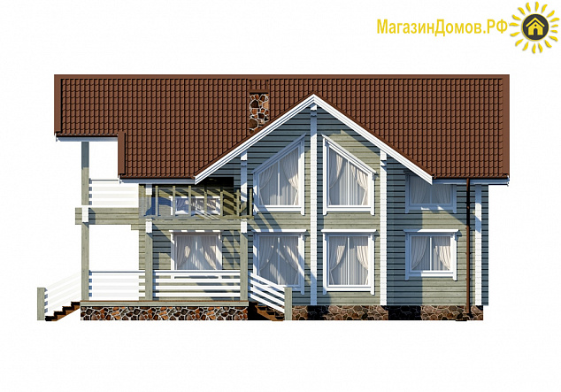 Дом из клееного бруса H-186-1.5D (11.8х12.8)