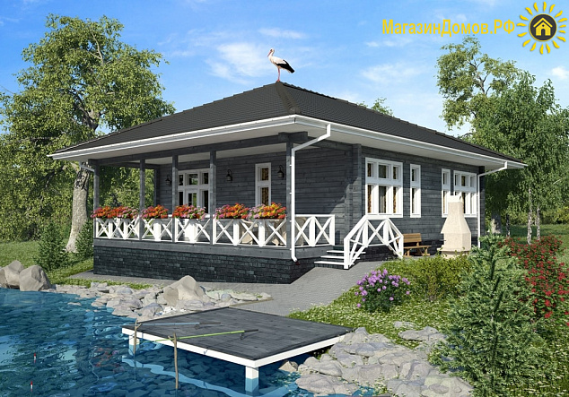 Дом из клееного бруса H-156-1D (11.0х14.9)