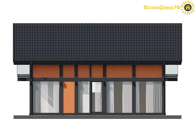 Дом H-160-1.5S (7.5x10.35) фахверк из клееных балок