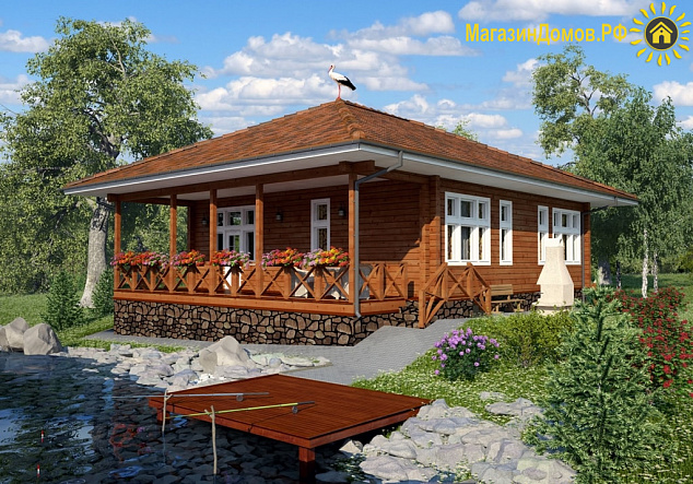 Дом из клееного бруса H-156-1D (11.0х14.9)