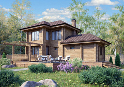 Баня S-062-2D (5.2x11.2) из клееного бруса