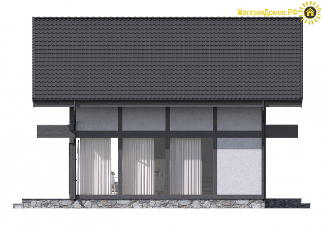 Дом H-167-1.5S (8.67x11.77) фахверк из клееных балок