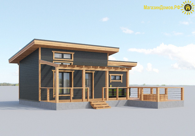 Дом H-060-1S (8.6х9.4) по каркасной технологии