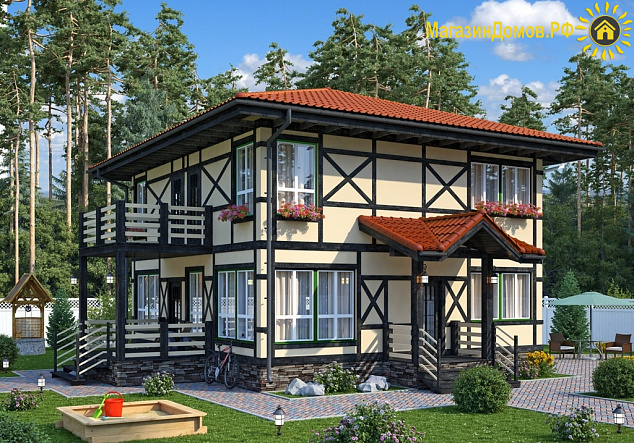 Дом H-168-2S (9.0х9.5) по каркасной технологии