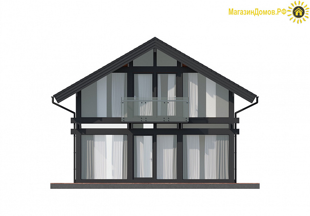 Дом H-160-1.5S (7.5x10.35) фахверк из клееных балок