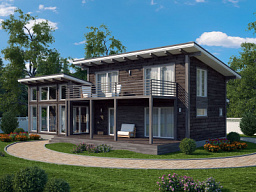 Дом из клееного бруса H-181-1.5D (10.7х14.5)