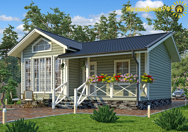 Дом из клееного бруса H-053-1D (7.3х7.8)