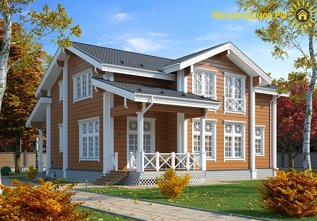 Дом из клееного бруса H-288-1.5D (14.4х15.2)