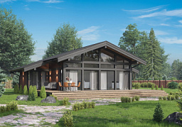 Дом H-136-1S (12.2x12.25) фахверк из клееных балок