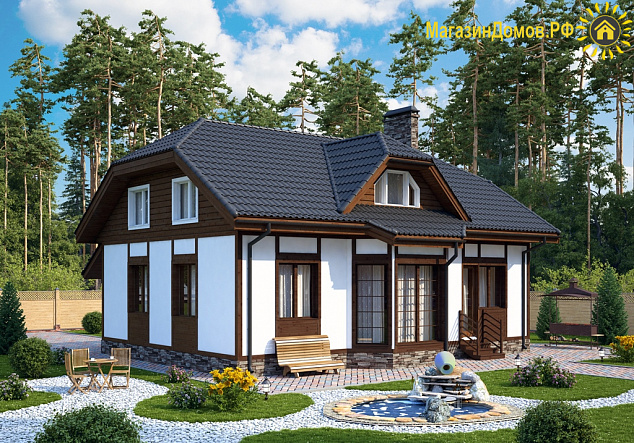 Дом H-190-1.5S (8.8х12.1) по каркасной технологии