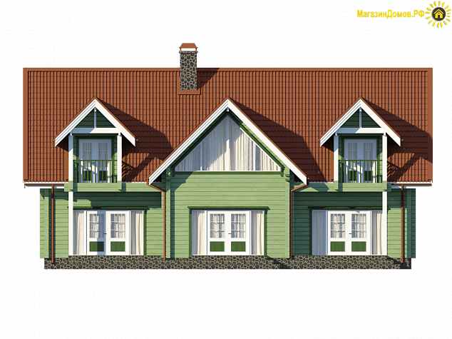 Дом из клееного бруса H-282-1.5D (12.8х16.4)