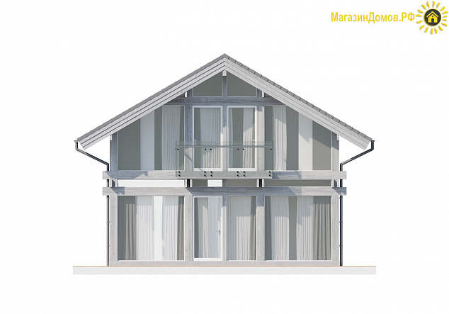 Дом H-160-1.5S (7.5x10.35) фахверк из клееных балок