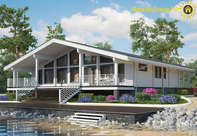 Дом - шале из клееного бруса H-226-1D (15.7х17.15)