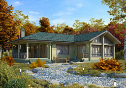 Баня из клееного бруса S-134-1D (12.1х14.5) с бассейном