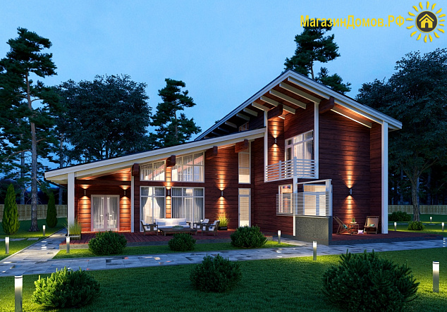 Дом из клееного бруса H-377-2D (16.6x17.2)