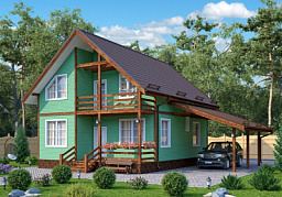 Дом H-146-1.5S (8.0х10.0) по каркасной технологии